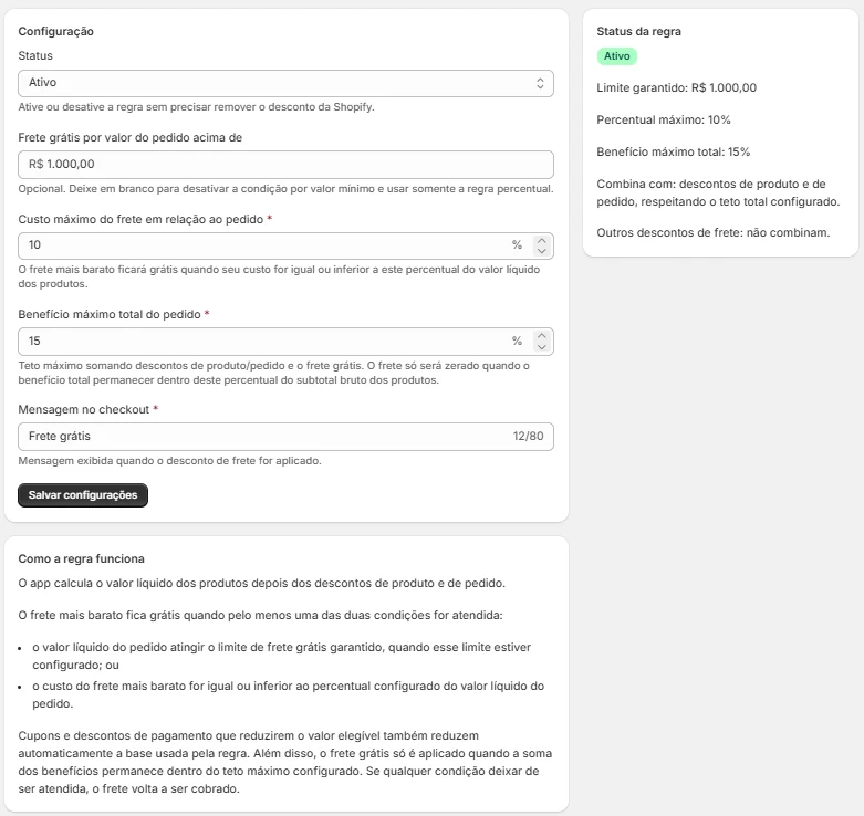 MarginShip current Shopify Admin interface